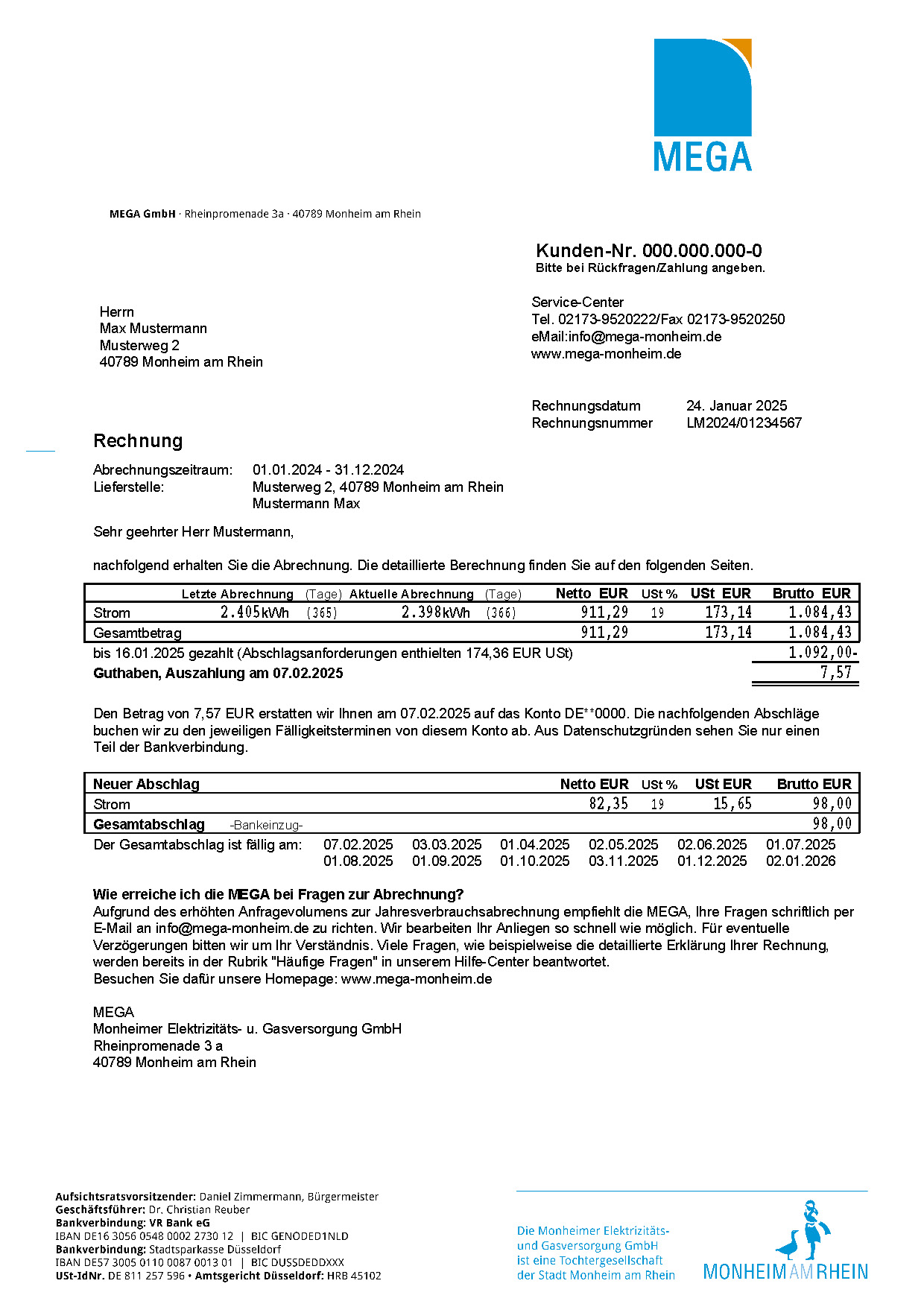 Stromabrechnung Seite 1